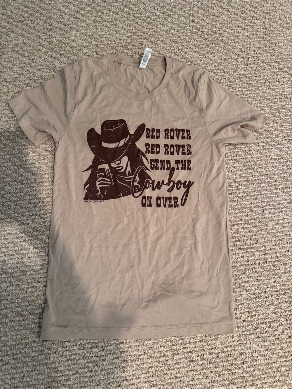 Bella Canvas Tan Graphic Cowboy Tee with Dark Brown Print